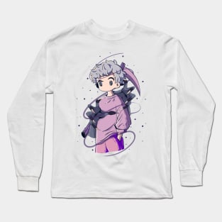 Japanese Scythe Creepy Boy 2 - Vector art illustration Long Sleeve T-Shirt